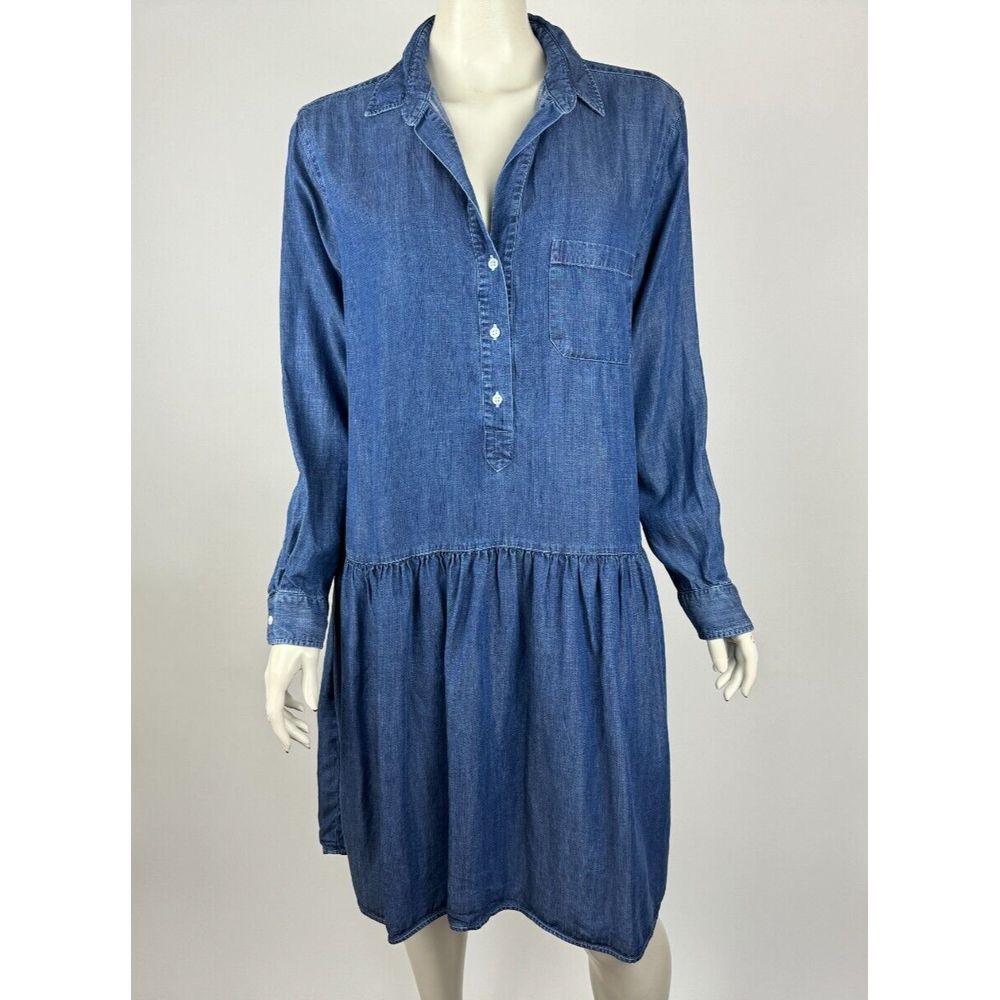 Frank & Eileen Grayson Denim Dress Women 3 M Changemaker Drop Waist Chambray